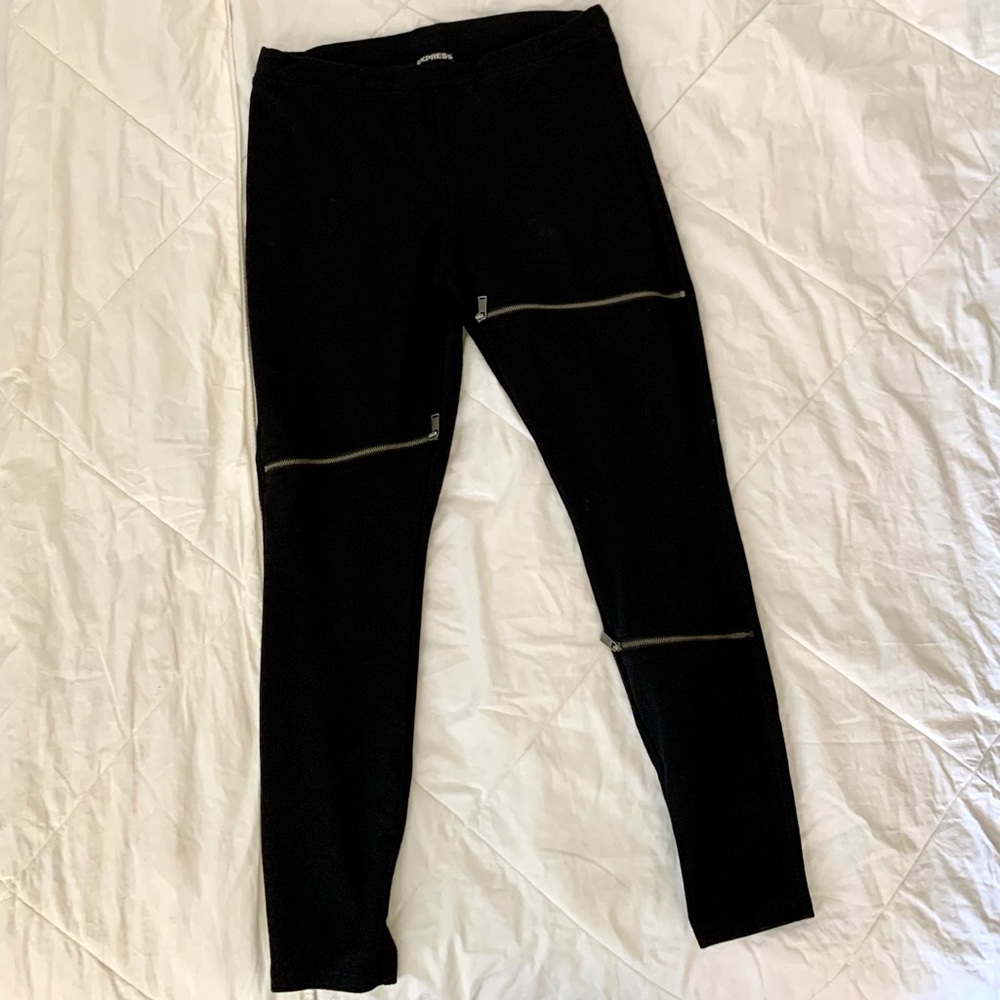 Express Black Zipper Leggings